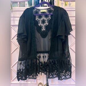 Plus Size Sheer Black Cardigan 4X